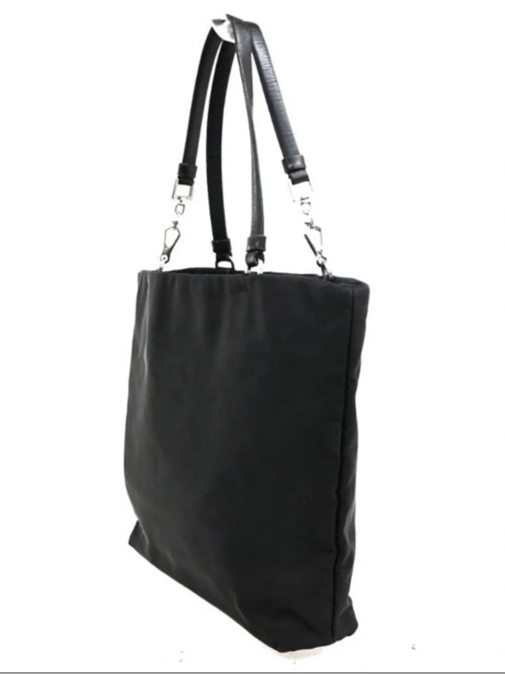 PRADA⭐️Vintage Black Nylon Tote with Leather Handles with silver! Offers welcome